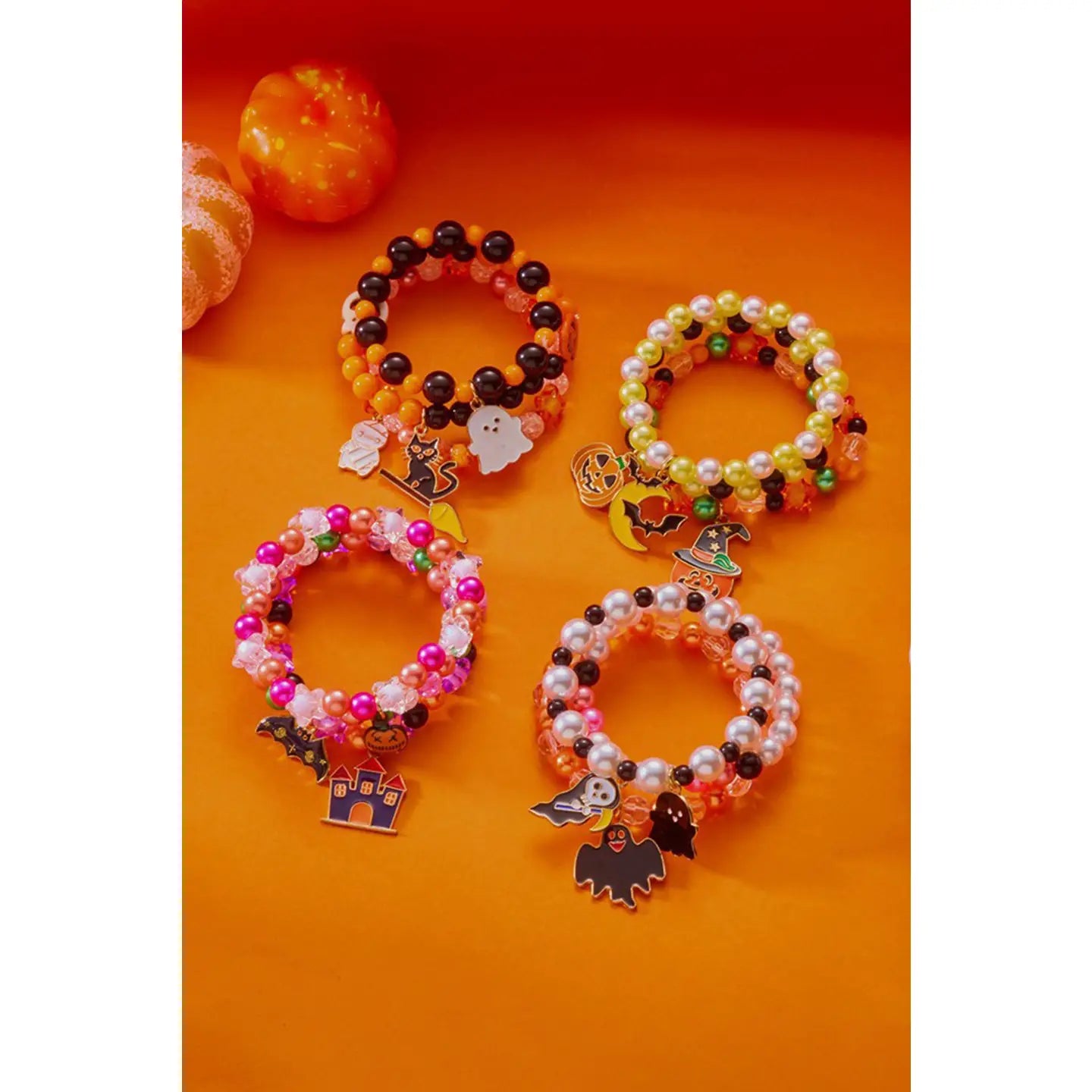 3pcs Halloween Pendent Elastic Beading Bracelet