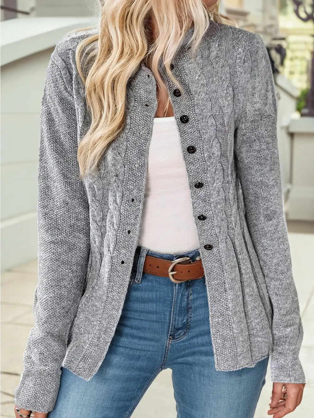 Cable Cardigan Sweater