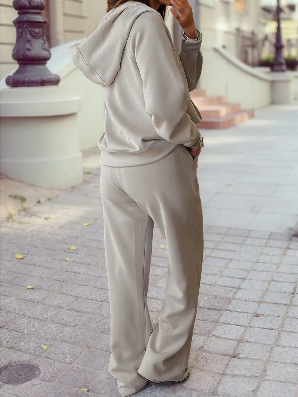 Half Zip Thumbhole Sleeve Hoodie Active Pants 2pcs Outfit