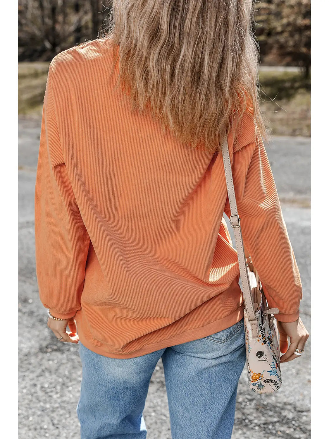 Ribbed Texture Halloween Ghost Sequin Patched Sweatshirt