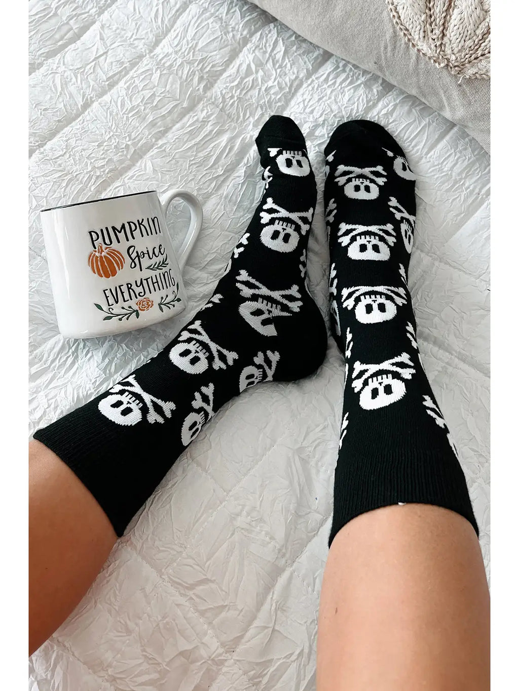 Halloween Skull & Crossbones Crew Socks